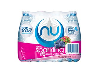 Nu Pure 500ml Round 12pk Lightly Sparkling Water Mixed Berry