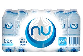 Nu Pure 600ml Square 24pk Spring Water