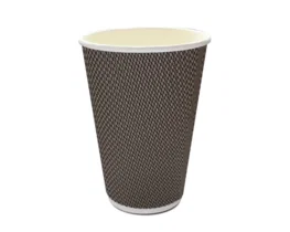 Cup Double Ripple Wall 16oz - Kraft/Black